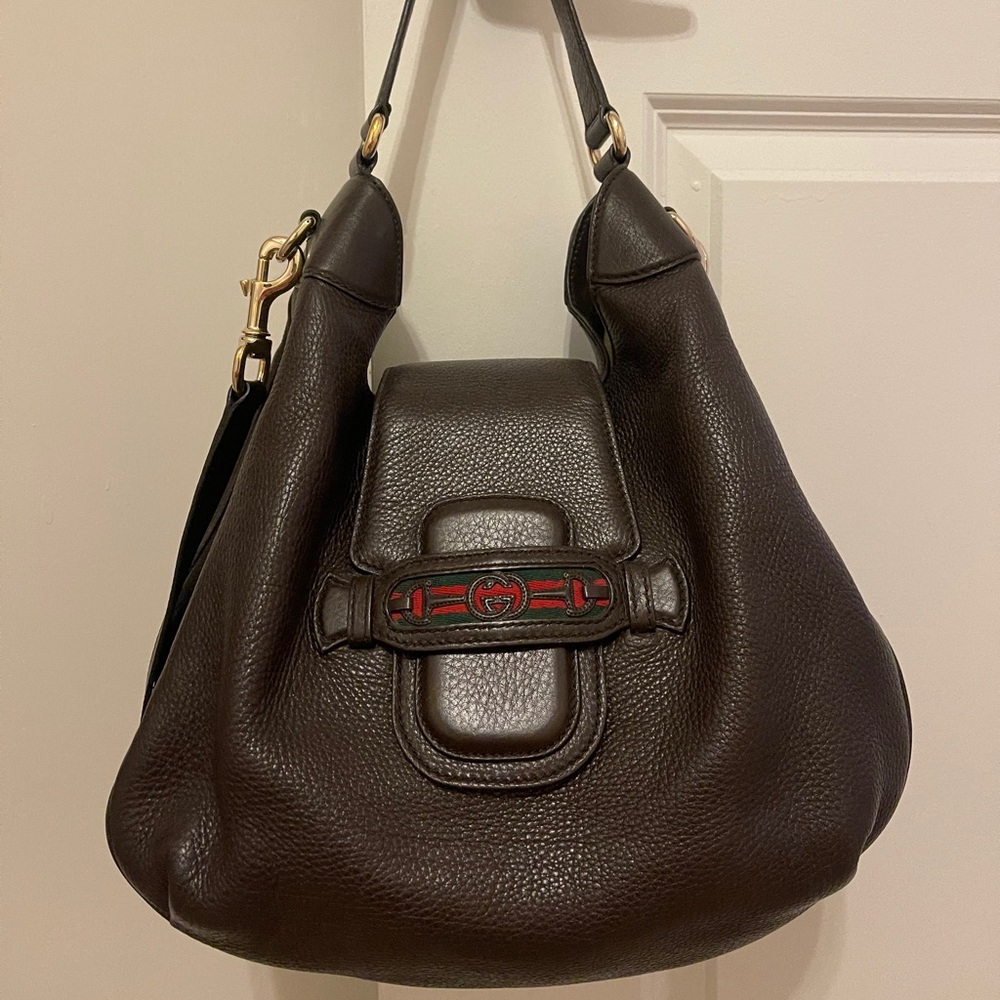 AUTHENTIC brown leather Gucci boho bag